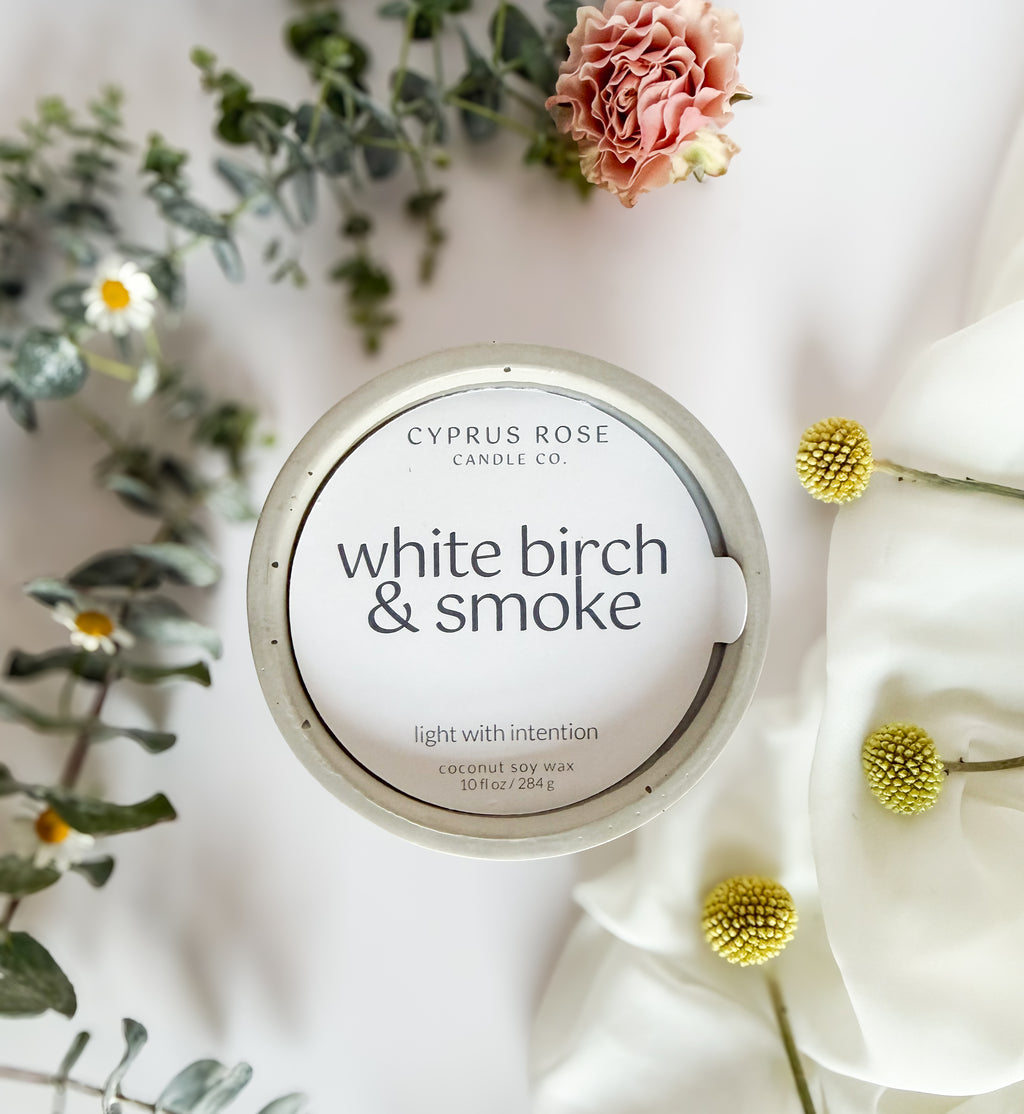 White Birch & Smoke | 10oz Concrete Candle