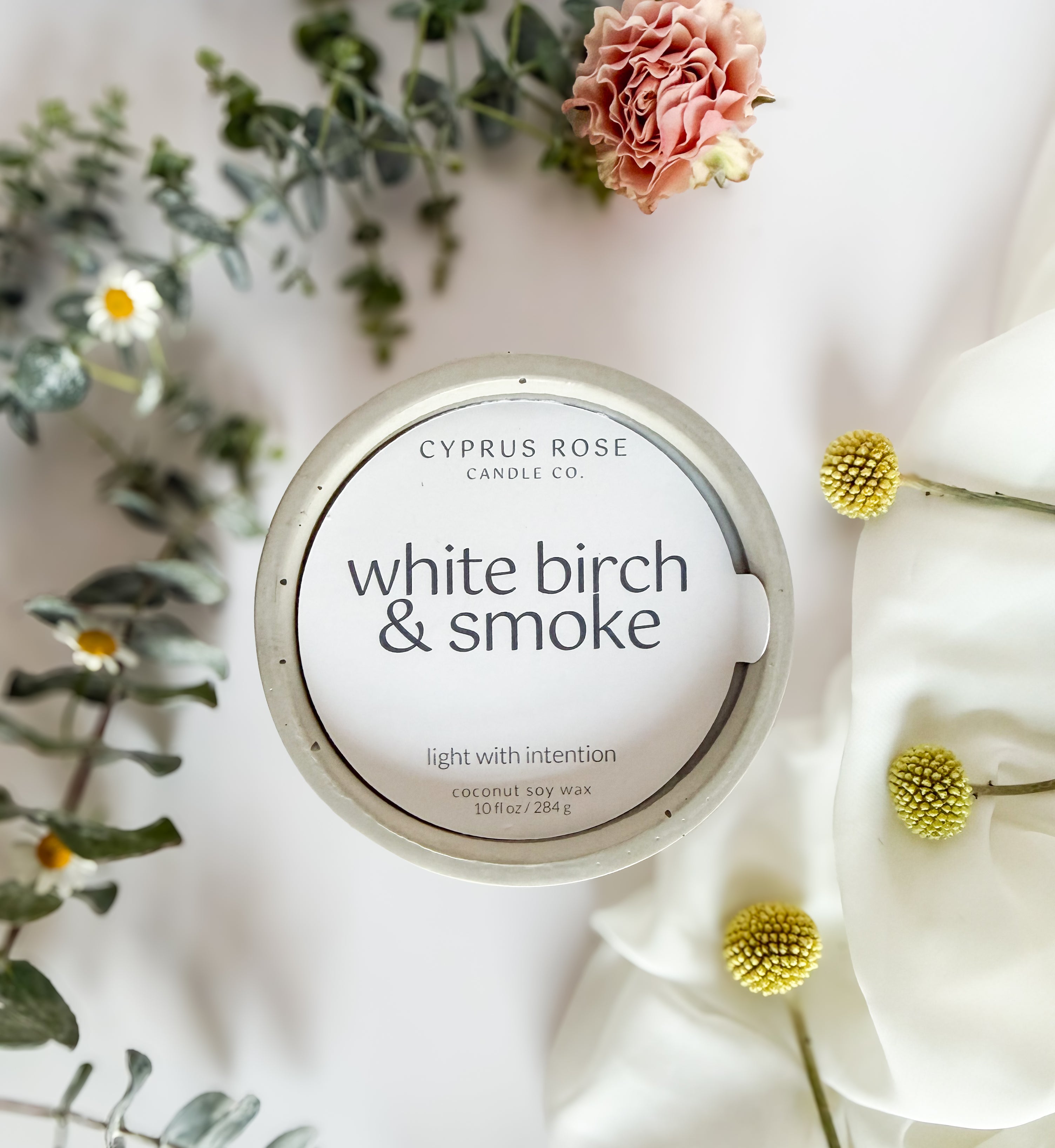 White Birch & Smoke Candle – 10 oz Concrete